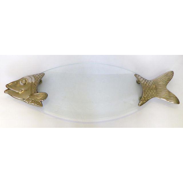 Pewter and Glass Fish Serving Platter Modernism